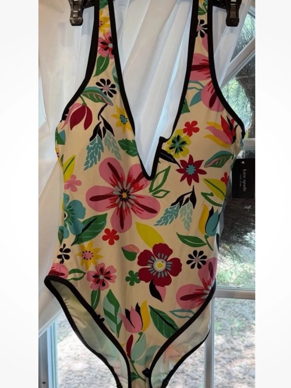 kate spade new york Women XL Multicolor Floral Lined Stretch One Piece Swimsuit